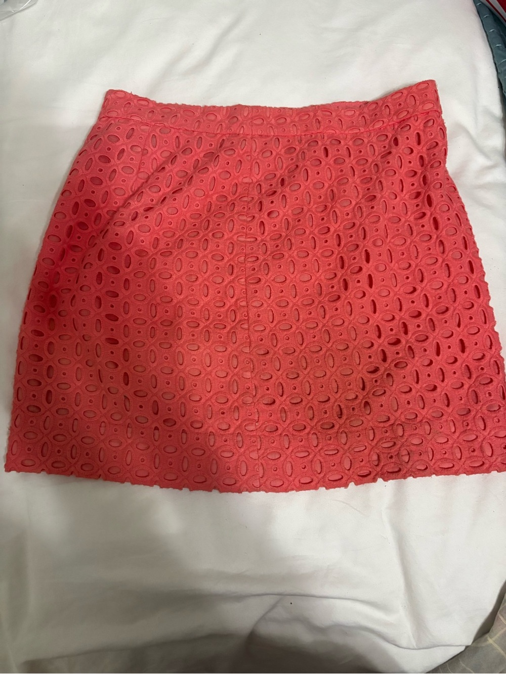 J. Crew Coral Eyelet Mini Skirt